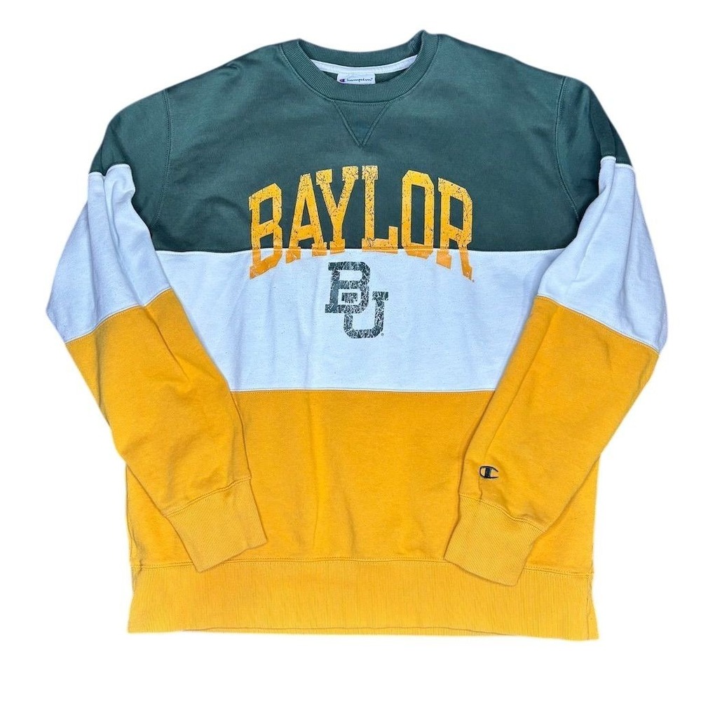 Champion Baylor‎ Bears Colorblock Crewneck Sweatshirt Men's XL Multicolor